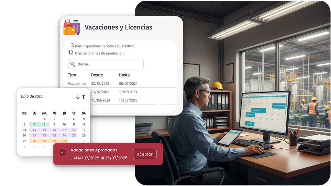 Vacaciones y licencias en plantas químicas